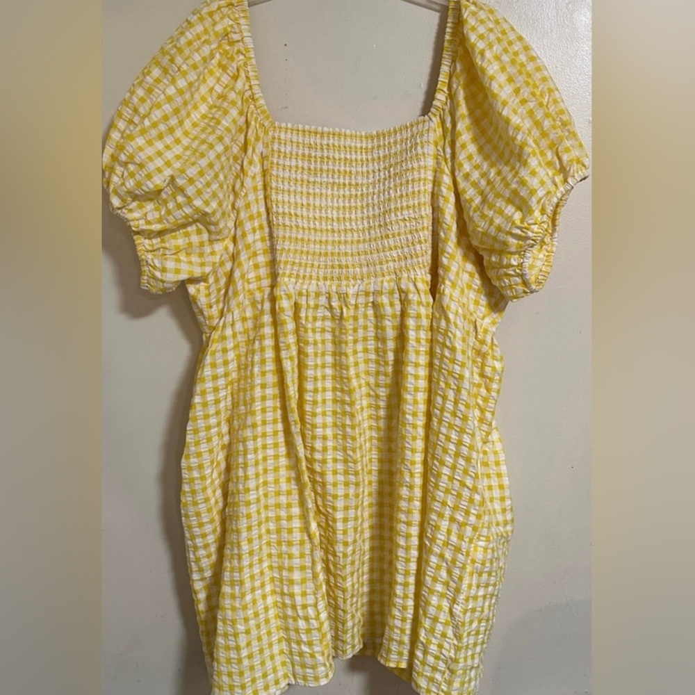 Old Navy Fit & Flare Puff Sleeve Seersucker All Day Mini Swing Dress Women 4X - Picture 7 of 9